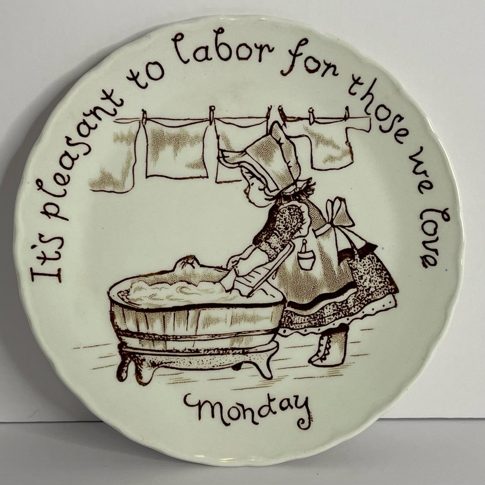 Vintage Crownford China Monday Plate 6” Staffordshire England